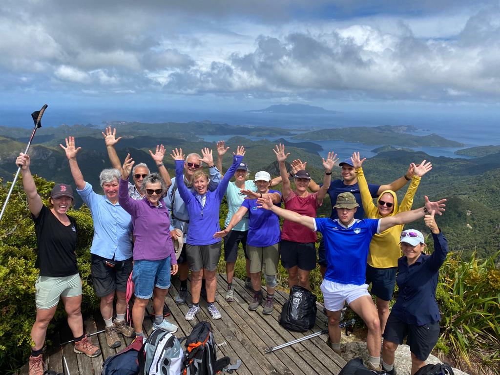 Group of hikers on Mt Hobson Great Barrier Island