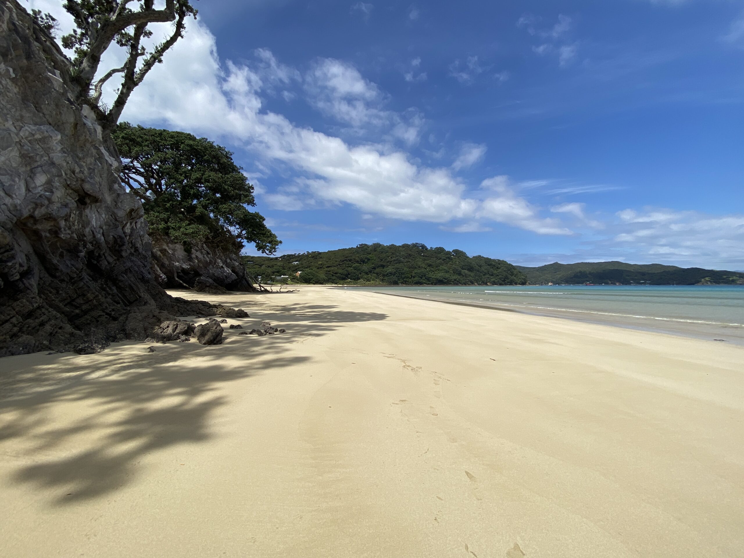 White sandy beach on Great Barrier Island