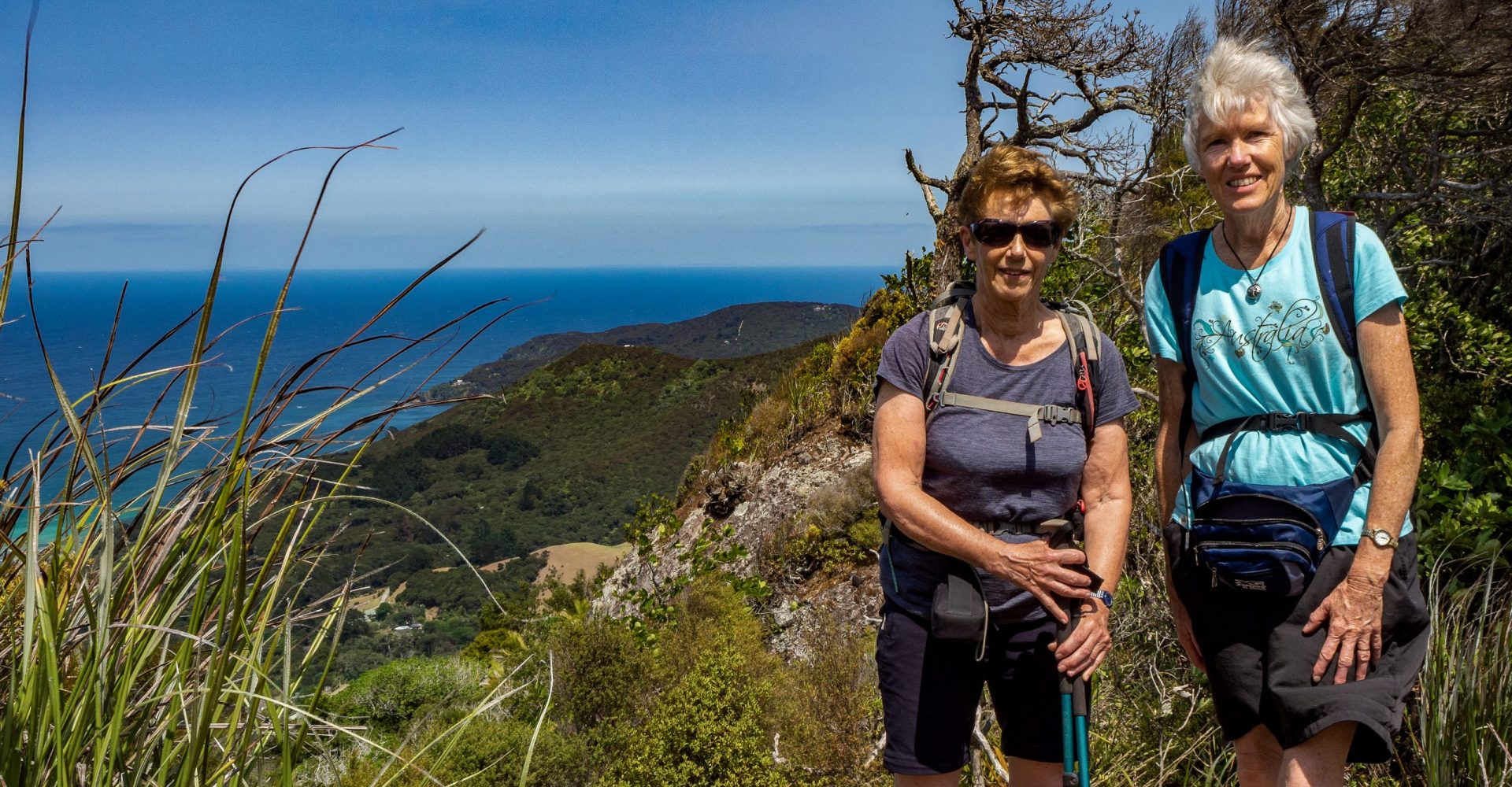 Two hikers on Great Barrier Island